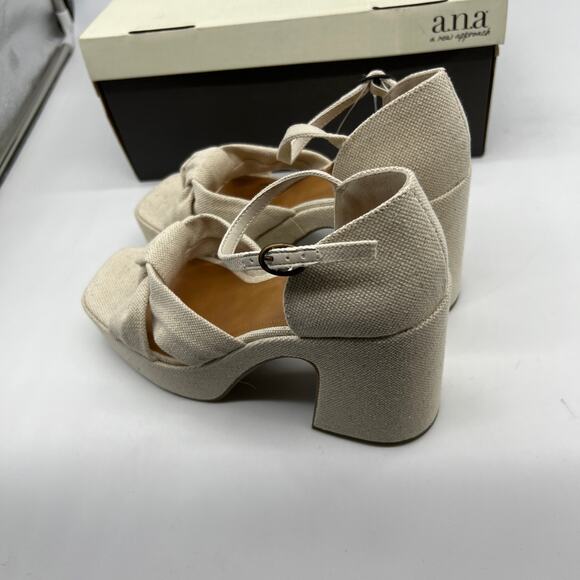 a.n.a Womens Holland Heeled Sandals Cream Natural Platform Size 8M - Picture 5 of 8